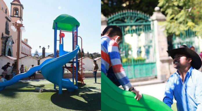 Familias disfrutan del renovado Parque Infantil del Curato en Zacatlán