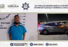SSC Cholula asegura vehículo con reporte de robo; detiene a un hombre