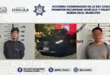 Recuperan vehículo robado y detienen a dos en San Pedro Cholula