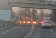 Bloquean e incendian maquinaria sobre la autopista Puebla-Tlaxcala