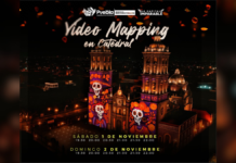 Inicia videomapping por el Día de Muertos en la Catedral de Puebla