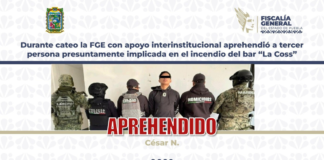 Capturan a César “N”, presunto involucrado en incendio del bar “La Coss”