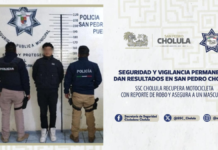 SSC Cholula recupera motocicleta y asegura a presunto ladrón