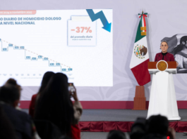 Sheinbaum reporta caída del 37% en homicidios dolosos diarios