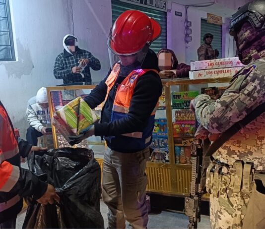 Decomisan 100 kilos de pirotecnia ilegal en Huejotzingo