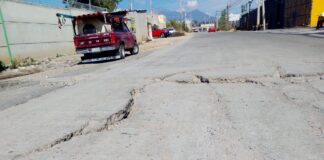 Reaparece hundimiento en carril hacia Parque Industrial Chachapa