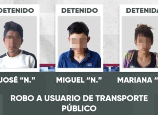 Detienen a tres personas por robo en transporte público de Puebla