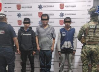 Aseguran drogas, arma y a cinco presuntos delincuentes en Huejotzingo