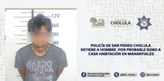 SSC Cholula detiene a hombre por presunto robo a casa en Manantiales