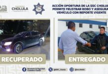 SSC Cholula frustra robo de camioneta tras reporte