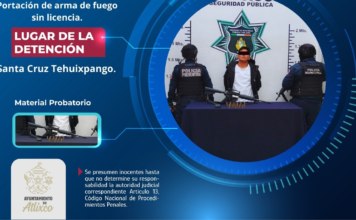 Detienen a hombre armado tras persecución vehicular en Atlixco