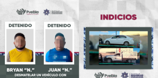 Caen dos por desmantelar vehículo robado en La Loma