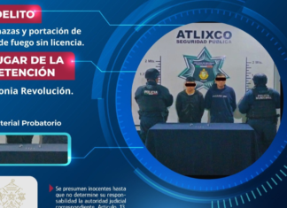 Caen dos hombres por presuntas amenazas con arma en Atlixco