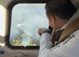 Armenta supervisa combate a incendio forestal en Vicente Guerrero