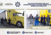 Policía de San Pedro Cholula localiza tractocamión robado