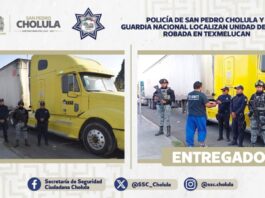 Policía de San Pedro Cholula localiza tractocamión robado