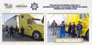 Policía de San Pedro Cholula localiza tractocamión robado