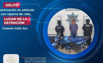 SSC Atlixco recupera motocicleta robada y detiene a conductor