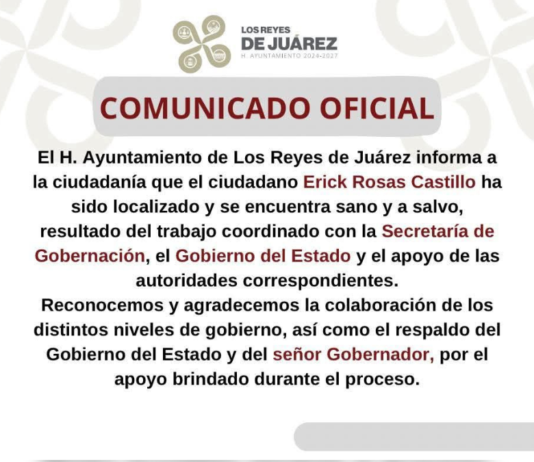 Localizan con vida a hombre desaparecido en Los Reyes de Juárez