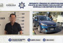En San Pedro Cholula detienen a conductor con vehículo robado