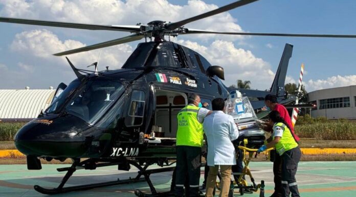 Puebla realiza traslado aéreo de recién nacida con cardiopatía a CDMX