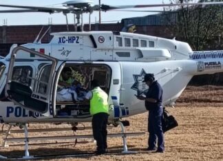 En 15 minutos trasladan por aire a mujer de San José Chiapa a Tepeaca