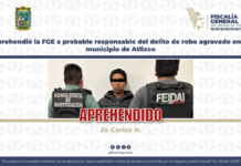 FGE aprehende a hombre por robo agravado en Atlixco