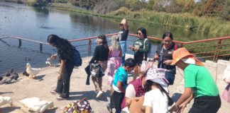 Niñas y niños exploran aves en el Parque Chapulco de Puebla