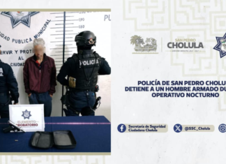 SSC Cholula asegura a sujeto por portación ilegal de arma