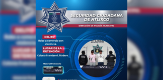 Detienen a dos personas por robo a comercio en Atlixco