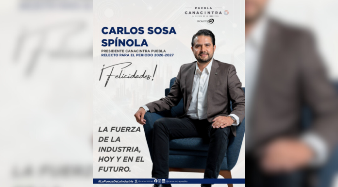 Carlos Sosa continuará como presidente de la CANACINTRA Puebla