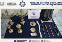 Frustran robo de piezas de arte sacro en iglesia de San Pedro Cholula