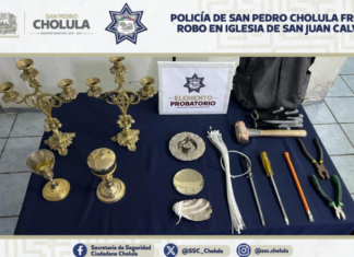 Frustran robo de piezas de arte sacro en iglesia de San Pedro Cholula