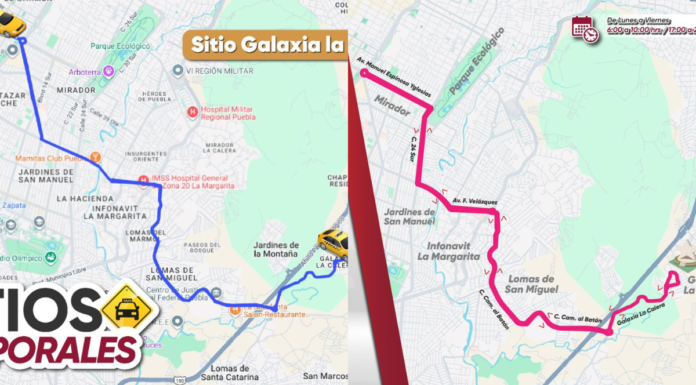 Suman dos nuevos recorridos de transporte temporal en Puebla