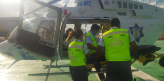 Trasladan en ambulancia aérea a joven herido de Chiautla a Puebla