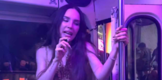 Belinda simula “asalto” en micro durante grabación de videoclip