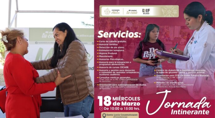 Atlixco acerca Jornada Itinerante de Salud a Santa Lucía Cosamaloapan