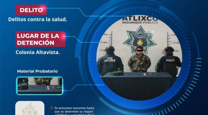 Detienen a hombre consumiendo droga en calles de Atlixco