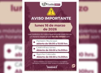 Tesorería Municipal de Puebla abrirá en horario especial este lunes 16 de marzo