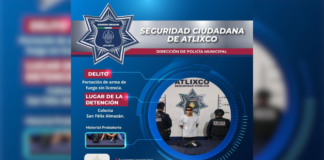 Detienen a hombre por portar arma sin licencia en Atlixco