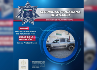 Recuperan camioneta con predenuncia de robo en Atlixco