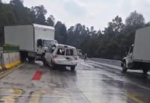 Carambola en la México-Puebla provoca cierre a la circulación