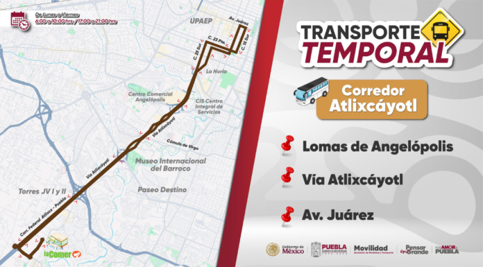 Corredor temporal conectará Lomas de Angelópolis y Avenida Juárez