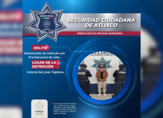 Recuperan auto robado y detienen a su conductor en Atlixco