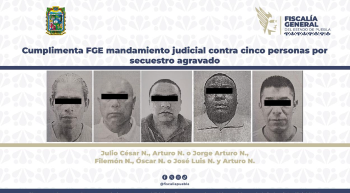 FGE Puebla aprehende a cinco presuntos secuestradores