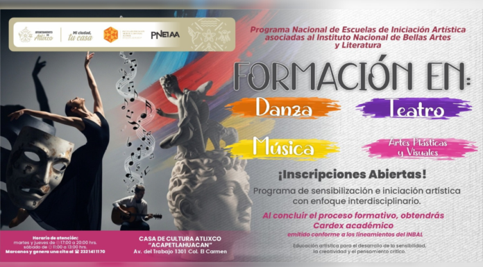 Atlixco abre inscripciones para formación artística del INBAL
