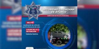 SSC Atlixco localiza vehículo con predenuncia de robo