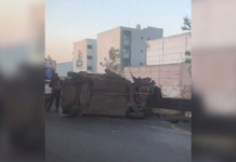 Dos heridos tras volcadura en la autopista México-Puebla