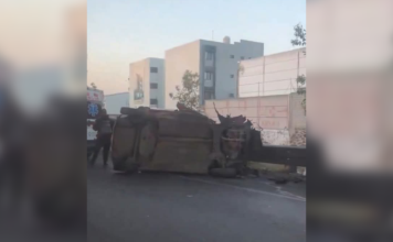 Dos heridos tras volcadura en la autopista México-Puebla