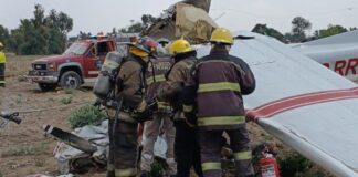 Protección Civil de Puebla atiende accidente de avioneta en Huejotzingo